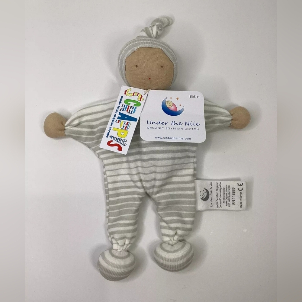 NWT Under The Nile Scrappy 7" doll.  Organic cotton.